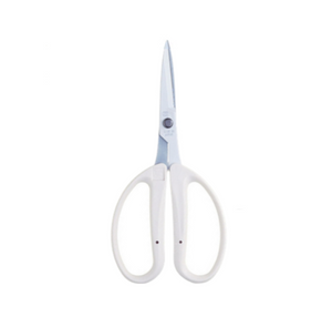 Chikamasa CRI-360. garden scissors have the sophisticated precision of Japanese steel coupled with the sleek easy grip of floral snips. If you are looking for the perfect snips that will last you a lifetime the Chikamasa CRI-360 are it. Equipped with a unique wire cutting groove to snip thin plant wire without damaging the scissors. The CRI-360 series are ideal for wet trimming, cloning, de-leafing, as well as general harvest plant preparation. This product has white handles and silver sheers. 