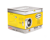 Max-Fan 10” 1052 CFM box shot. Box is yellow in colour with a gray border. 