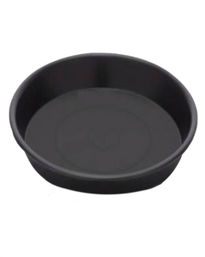 Mondi Black Saucer. Manufactured in high quality black plastic, circular in shape shot slightly overhead. 