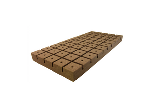This product is a rectangular shaped flat, brownish in colour, flat on top and cube like on the bottom. Each cube has a small hole in the middle of it. 