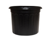 Black circular resin pot with ample drainage and is more resistant to cracking in frigid weather than other brands. Made with 100% recycled, indestructible polyethylene material inside. The Outside Diameter: 14" (35.56 cm) and Height: 12” (30 cm).