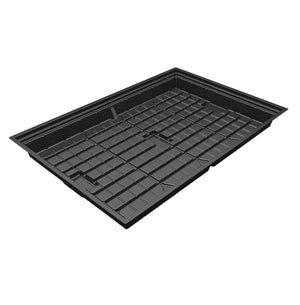 The green gold black 4 x 8 flood table is a rectangular table with raised growing platforms that have cross drainage every couple inches.