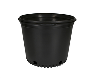 Black circular resin pot with ample drainage and is more resistant to cracking in frigid weather than other brands. Made with 100% recycled, indestructible polyethylene material inside. The Outside Diameter: 14" (35.56 cm) and Height: 10 3/8" (26.35 cm).