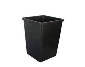 7.5” Square Pot. Slightly angled side view of black square pot on white background. Pot dimensions are  2 gallon / 7.5 L 7.5"X7.5"X10"H