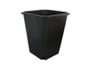 9.5” Square Pot. Black square pot shown with 4 bottom and 4 side drainage holes, side view in the centre of the frame on a white background. Pot dimensions are 9.75"X9.75"X11.5”H (2 gallon / 7.5 L).
