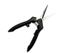 Alfred Straight Scissors. Black handle scissors with silver straight stainless steel blades. This product is shot on a slight background at a slight angle. Its comfortable ergonomic handles reduce hand stress and improve control. Can be used either right or left handed. Shown open.. 