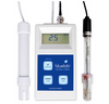 Bluelab Combo Meter. The Bluelab Combo Meter is a portable pH, conductivity and temperature meter all in one.  If you are experiencing problems with yellow leaves, or slow stunted growth, the Bluelab Combo Meter will soon tell you if each parameter is within the plant's requirements. Shown here is a close up view of the blue lab combo meter: two probes, a Bluelab pH Probe,  a Bluelab Conductivity/Temperature Probe and digital screen