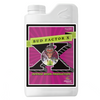 Advanced Nutrients Bud Factor X,  white rectangular bottle with a purple label, giant black X in the centre with a cameo of a mad scientist pouring a green solution on a plant in a science beaker. 