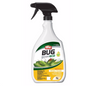 Ortho Bug B Gon ECO Insecticide Ready-to-Use is a one-step solution to control bug infestations in the greenhouse and on house plants. This product comes in a white spray bottle with a black handle, with an image of leaves and a bug on it. 