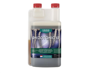 Canna Rhizotonic XP is a powerful nutrient supplement that encourages further root development, supports the plant’s resistance to disease and stress and promotes its inner and outer strength. This product comes in a rectangular bottle with two red lids.. The label has an image of roots and lightning on it.