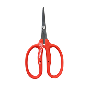 Chikamasa B-500 SLF are made in Japan and are the finest in the industry. The company’s blockbuster B-500 series, which includes a fluorine coated stainless steel blade, is specifically slanted for bud shaping perfection. This product had red handles and a black fluorine coated stainless steel blade.