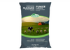 Farad Compost Manure with Sphagnum Peat Moss, this product comes in a large bluish grey rectangular plastic bag with white labeling along the top and bottom the bag. In the centre of the bag there is an image of cows and sheep grazing on green grass with a a red barn in the background among the cascading green hills. 