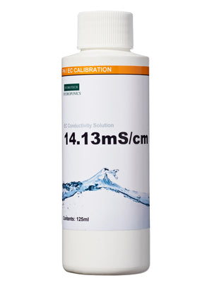 14.13mS/cm EC Conductivity Solution in a small white cylindrical bottle with ridged top