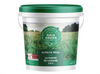 Gaia Green Alfalfa Meal 3-0-4 is rich in nitrogen and potassium, and helps benefit plant growth through enhanced nutrient release and improved soil quality. This product comes in a white tub with a green lid, on the package is a meadow of flowers with trees in the background. 