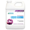 Botanicare Liquid Karma (0.1-0.1-0.5) can be used throughout the entire growth cycle in combination with your preferred plant food and can also be applied as a foliar spray to further enhance growth. This product comes in a white jug-like container with a white label and a photo of a purple flower in the bottom left corner. 