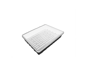 Mondi Propagation Big 2 Black & White Tray. This product has a white interior made of premium white plastic for increased light reflectivity with a black base that prevents light penetration to the root zone and reduces the chance of root disease. The product dimensions are 24 × 23 × 2.5 in.