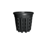 Mondi Original 02 Pots have air holes positioned around the sides to increase growth, increase control and dry more evenly. This product is black, with rectangular cutouts along the sides and a thick top lip. 