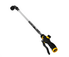 Mondi Telescopic Water Wand features a soft showering head that lets water flow gently to your plants and flowers providing a stream that won't damage fragile leaves and stems. The wand extends from 36" to 52" and has an adjustable flow control built into the handle. This product has a black showering head, silver wand with black and yellow handle. 