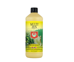 House & Garden Multi Zen boosts overall plant immunity by breaking down dead root material and converting it into nutrients the plant can absorb. This product comes in a yellow cylindrical bottle with a yellow and green label with a swan on it. 