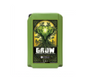 Emerald harvest - Grow. This product is rectangular in shape, green in colour with a black lid. The label has a green and black border, an image of a large green diamond in the centre with branches growing around it. In the centre near the bottom there’s large text that says “Grow” with green roots on the “r” and in between the R and O.