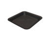 Plastic Square Saucers 8", perfect for both indoor and outdoor use, ideal for potted plants. This product is black in colour, square in shape with a lip, shot overhead. 