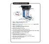 Stealth-RO150 product sheet. This shows you a photograph of the product labeled by numbers and a description of what they are. 1. Sediment filter 2. Green coconut carbon or KDF85/Catalytic Carbon 3. 150 GPD Reverse Osmosis Membrane 3. Inlet Pressure Gauge 5. 5ft white inlet tubing, 8ft blue product tubing, 8ft black waste water tubing 6. Inline shut-off valve 7. Double-ended filter housing wrench 8. Flow restrictor/Flush Assembly with 1:1 and 2:1 flow restrictors 9. Garden Hose Connector. 