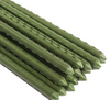 These 6’ steel stakes are sealed inside a heavy plastic coating to prevent rust and ensure durability. This is an image of a bundle of bamboo stakes green in colour with a dimpled textured surface. 