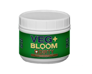 Veg+Bloom Dirty is enriched with organic compounds and pH ready for Peat/Soil mixes. It works extraordinarily well in Hydroponics as well. This product comes in a white pot with a white lid and a green label.
