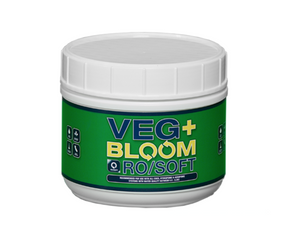 Veg+Bloom Ro/Soft is great for all hydroponic applications such as rock wool and coco. It’s specially formulated for soft water (under 200 PPMS or .1-.4 EC).This product comes in a white pot with a white lid and a green label.