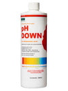 pH Down (1 L )is 85% phosphoric acid. Lowers the pH of water. Safe for use with all plants in hydro, coco, and soil media. This product comes in a white cylindrical bottle with a white label, red top border, pH colour range chart on bottom and a rose off to the left.